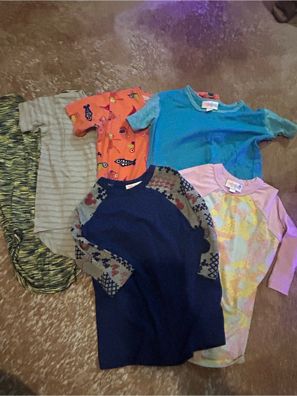 Lot of 6 Colorful Kids Tops - Blue, Orange, Pink, Navy & Patterns